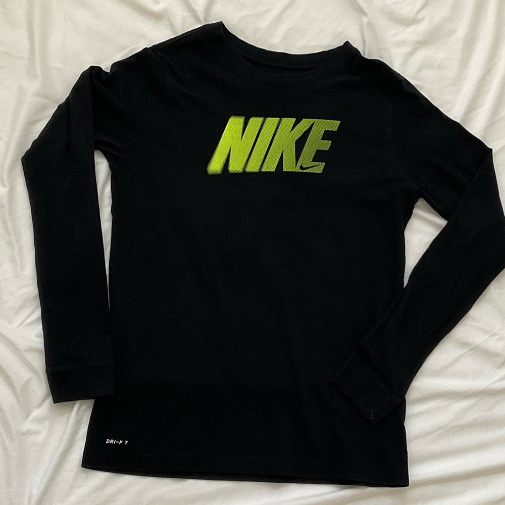 Nike Black Shirt with Vibrant Green Logo